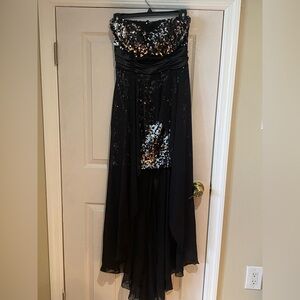 Elegant Black Sequin Strapless Dress